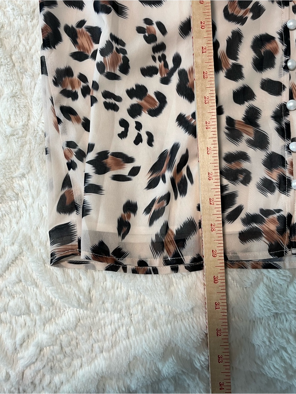 Leopard Print Button-Down Blouse Lined Sheer Size XL - Picture 10 of 10